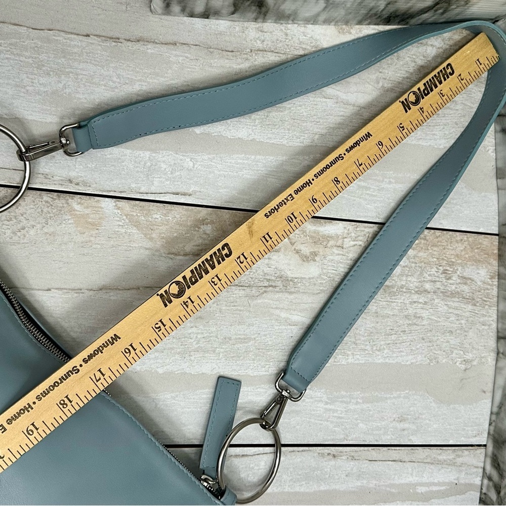 Retropose Handmade Italian Leather Boho Frosty Blue Hobo Bag Coquette Coastal - Picture 10 of 14